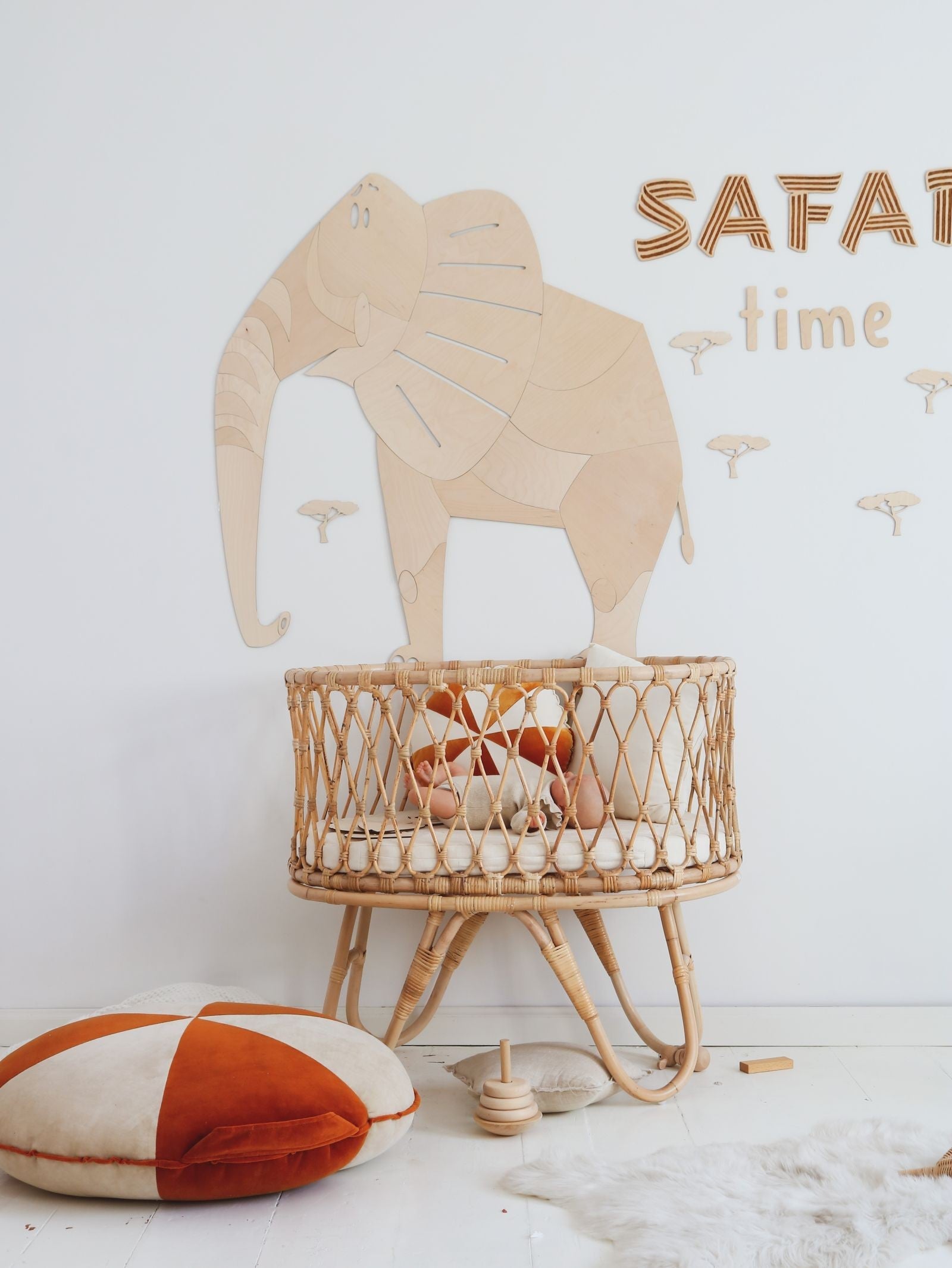 Safari Elephant Wooden Wall Art