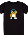 Mens Cotton Jersey T Shirt with DJ Cat Print