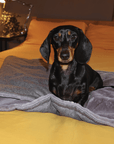 THE BALMORAL | LUXURY GREY HERRINGBONE & FAUX FUR REVERSIBLE DOG BLANKET
