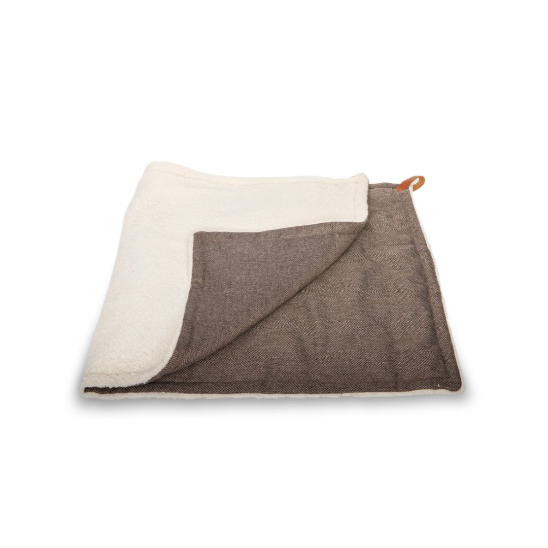 THE LINCOLN | LUXURY TWEED &amp; FAUX FUR REVERSIBLE DOG BLANKET