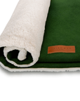 THE RICHMOND | LUXURY GREEN STONEWASHED & SHERPA REVERSIBLE DOG BLANKET