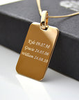 Personalised Gold Dog Tag Necklace – Photo & Text Engraved Pendant for Men