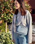 Crossbody Dog Walking Bag - Vegan Leather Slate Blue