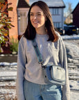 Crossbody Dog Walking Bag - Vegan Leather Slate Blue