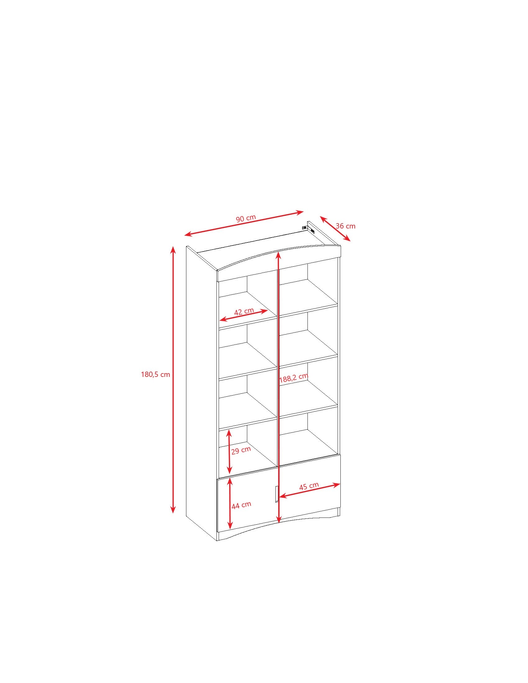 Double Bookshelf with Heart Handles