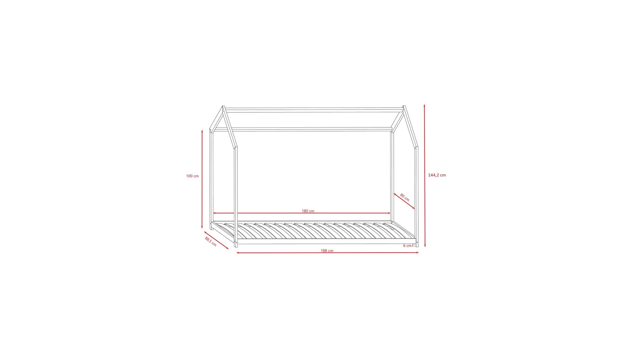 White Kids House Style Bed