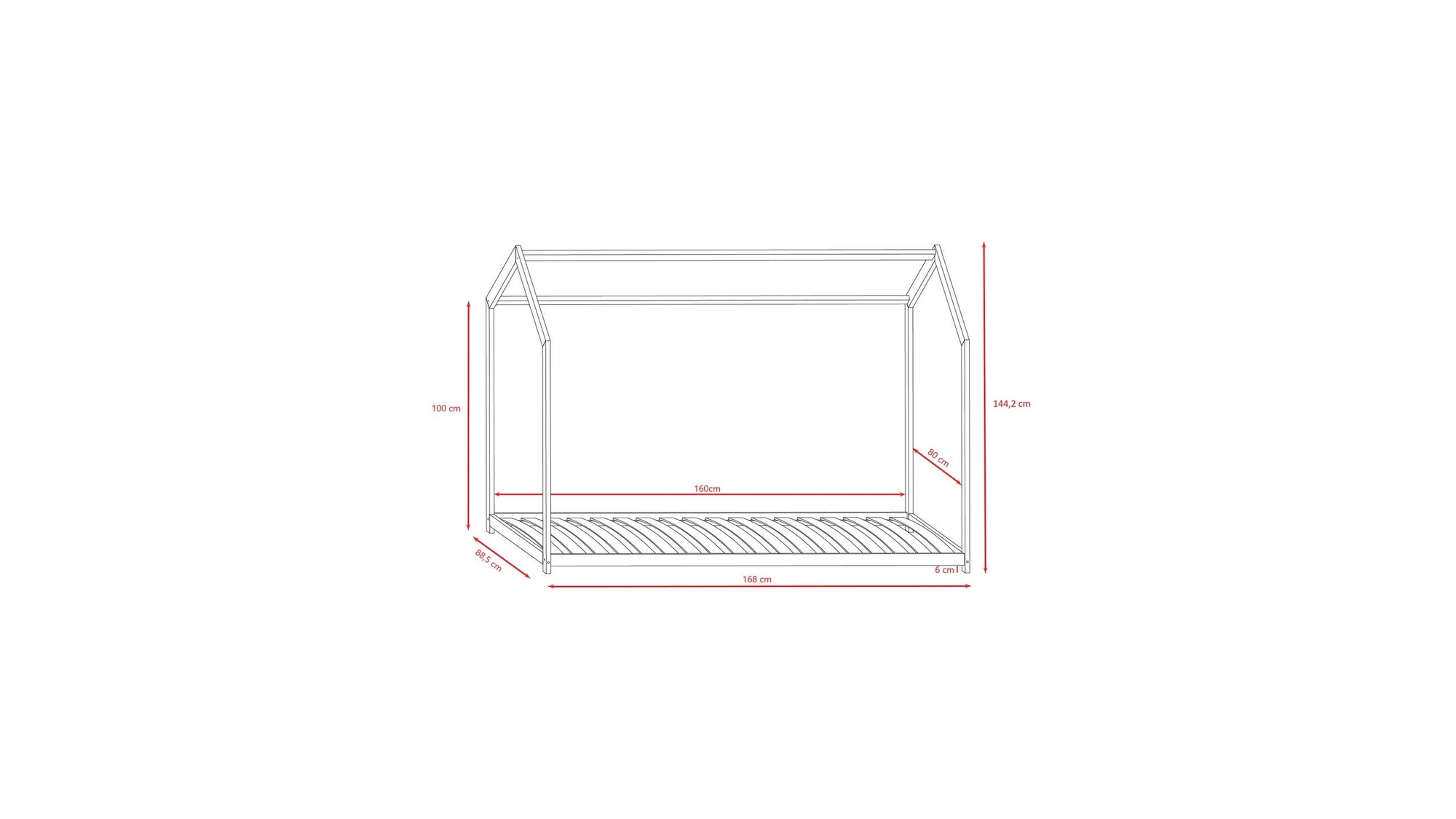 White Kids House Style Bed