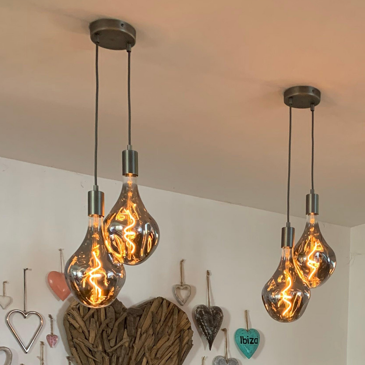 Double Evo Cluster Pendant Light | 2 Drop Kitchen Island, Bedside & Hallway Lighting UK