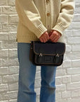 Leather Midi Satchel - Double Stitch - Graphite