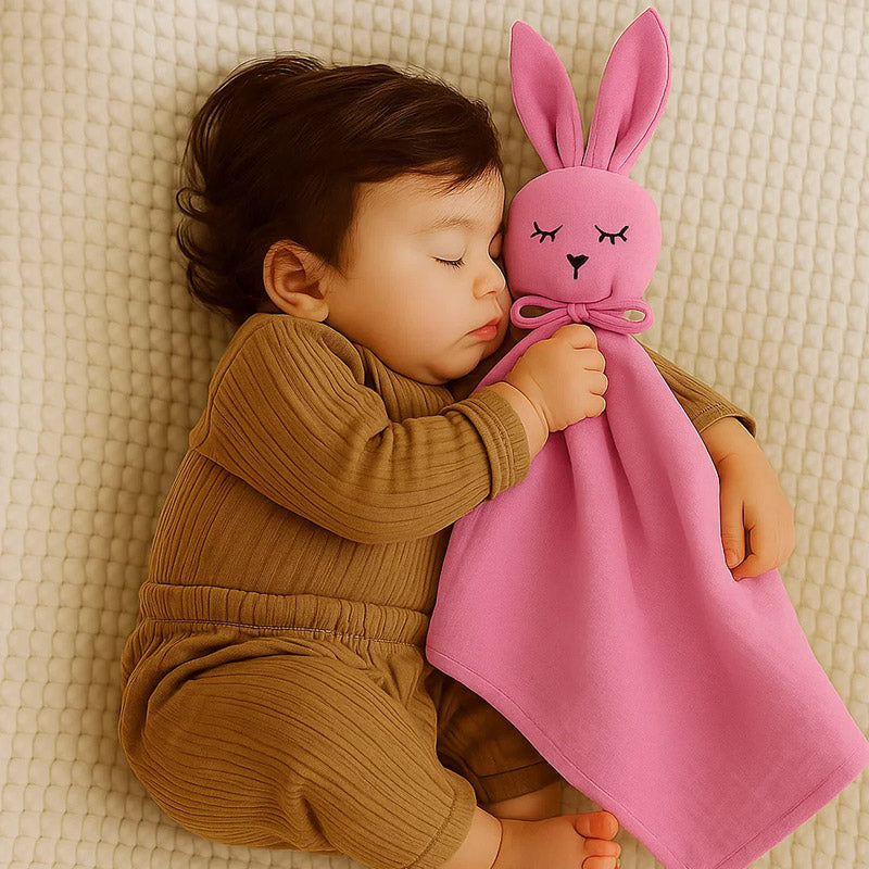 doudou lange lapin coton bio france papate rose