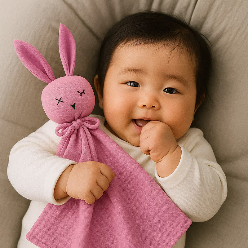 doudou lapin coton bio france papate rose