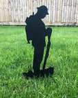 Small Metal Soldier Statue Garden Decoration Black