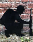 Kneeling Soldier Metal Garden Decoration - Black