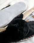 Adult Natural Sheepskin Mules - Black