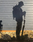 Large Rusty Metal Soldier Garden Decoration - Black
