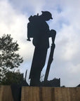Small Metal Soldier Statue Garden Decoration Black