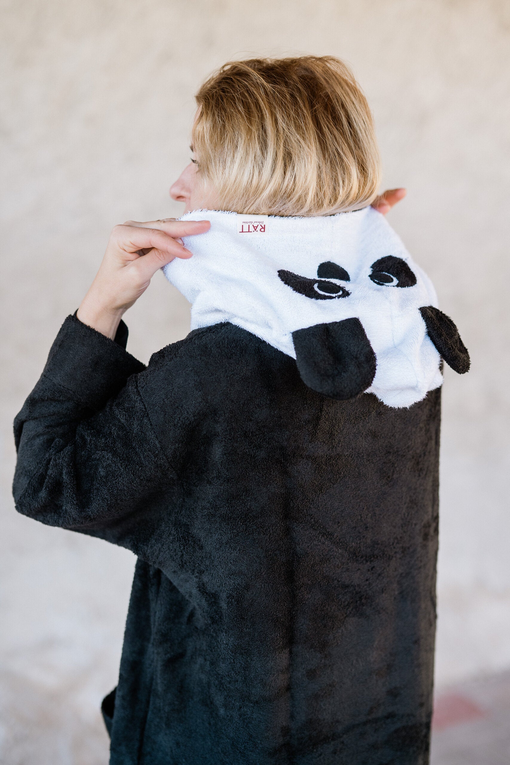 Unisex Bamboo Terry Poncho Panda for Adults