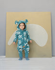 Eared Jumpsuit for Babies and Kids - Chestnut Leaves on Green