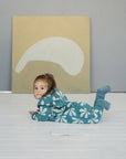 Eared Jumpsuit for Babies and Kids - Chestnut Leaves on Green