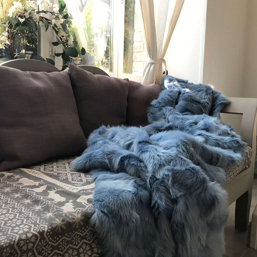 Luxury Tuscan shearling throw, duck egg blue sheepskin rug, premium handcrafted fleece blanket, heirloom home decor by Wildash London at brixbailey.com