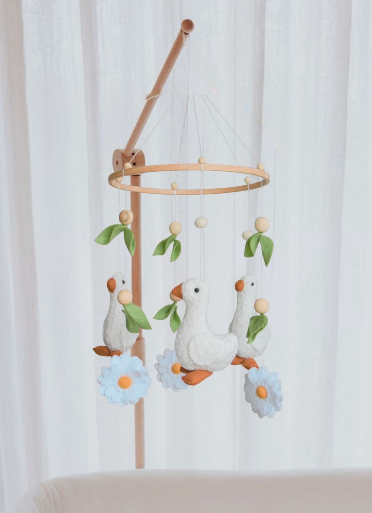 Handmade Flowers &amp; Ducklings babymobile
