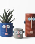 Dummy Robot Plant Flower Pot, Handmade Indoor / Outdoor Whimsical Ceramic Pots-4