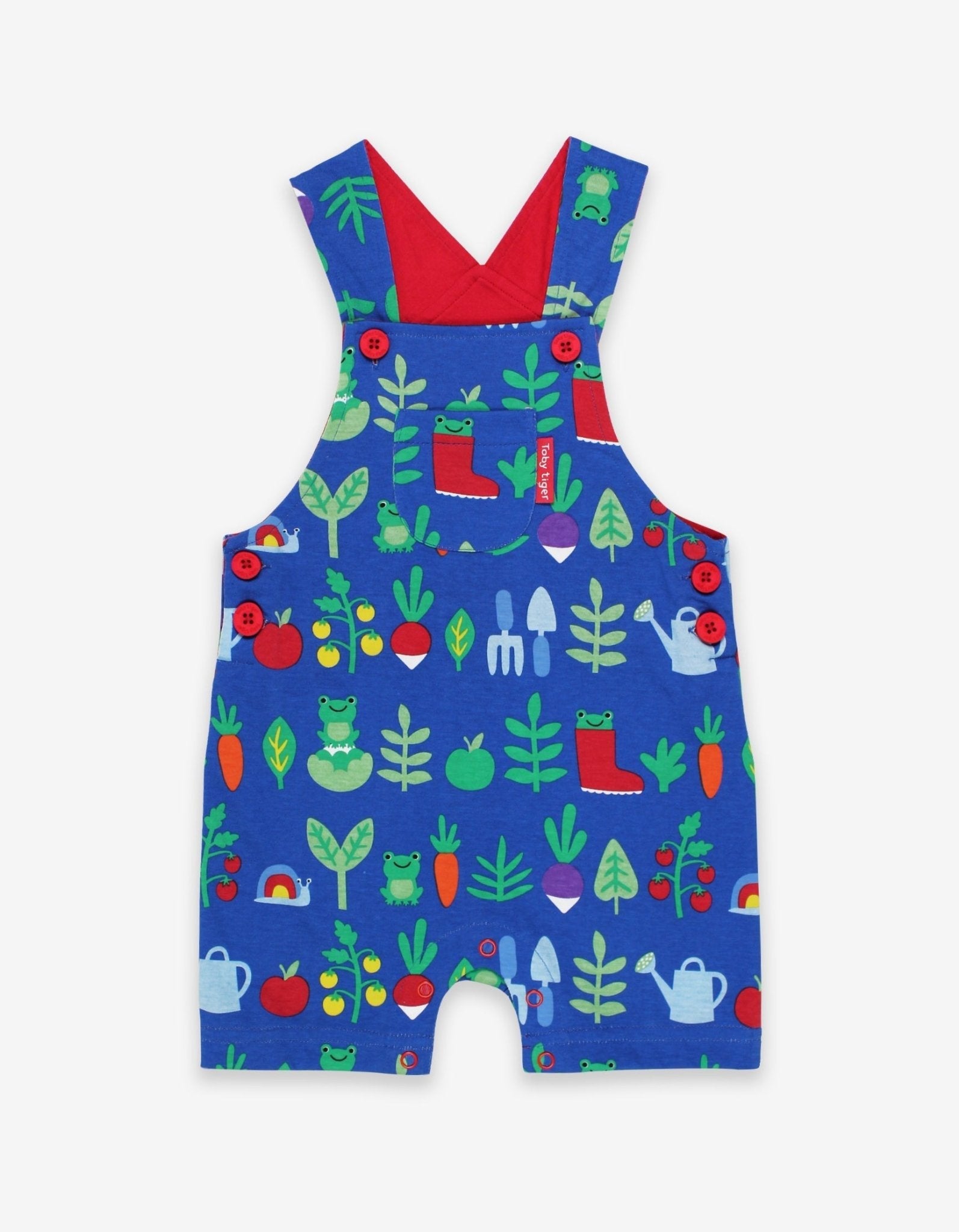 Sweet Little Gardeners Look Adorable in Adjustable Organic Cotton Bib Shorts with Garden Print by Toby Tiger at brixbailey.com