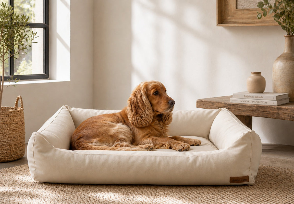 Big Den Waterproof Dog &amp; Cat Basket Bed – Beige, M