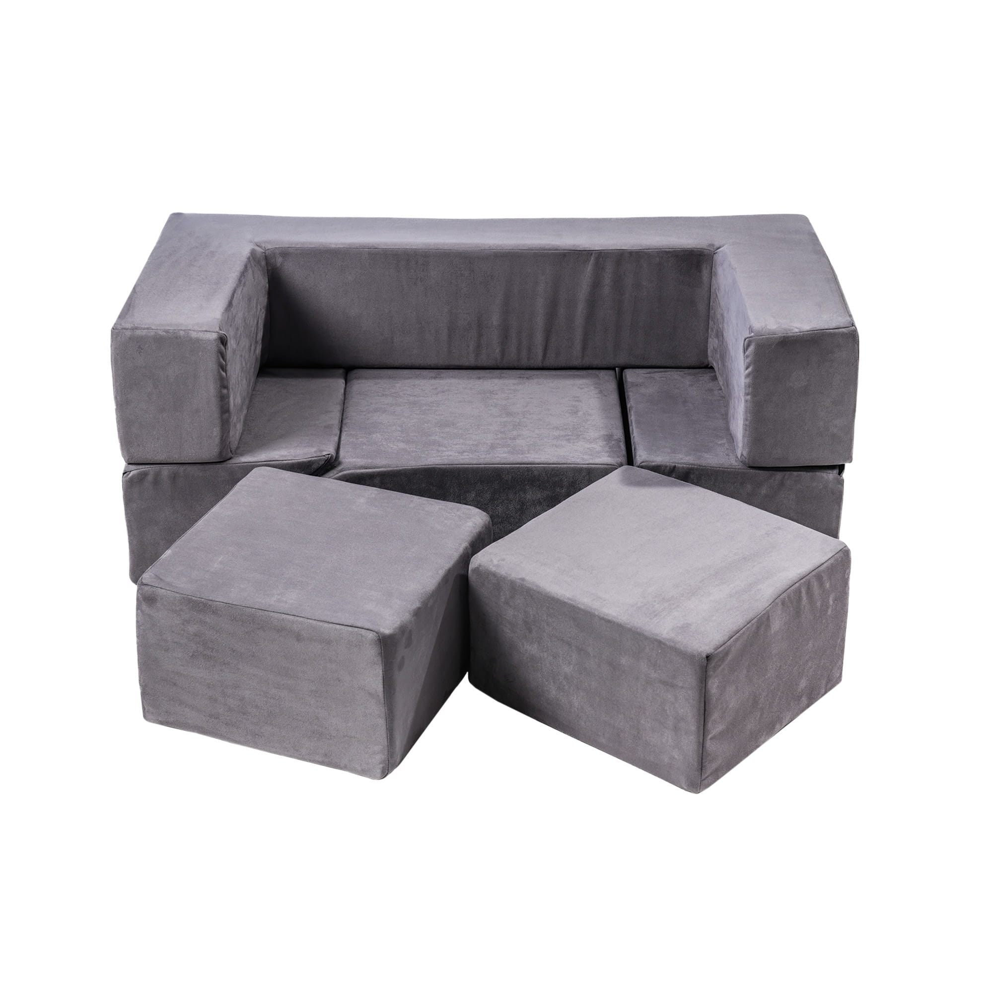 Grey Velvet Bricks Play Set for Children