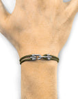 Silver and Rope Bracelet in Khaki Green