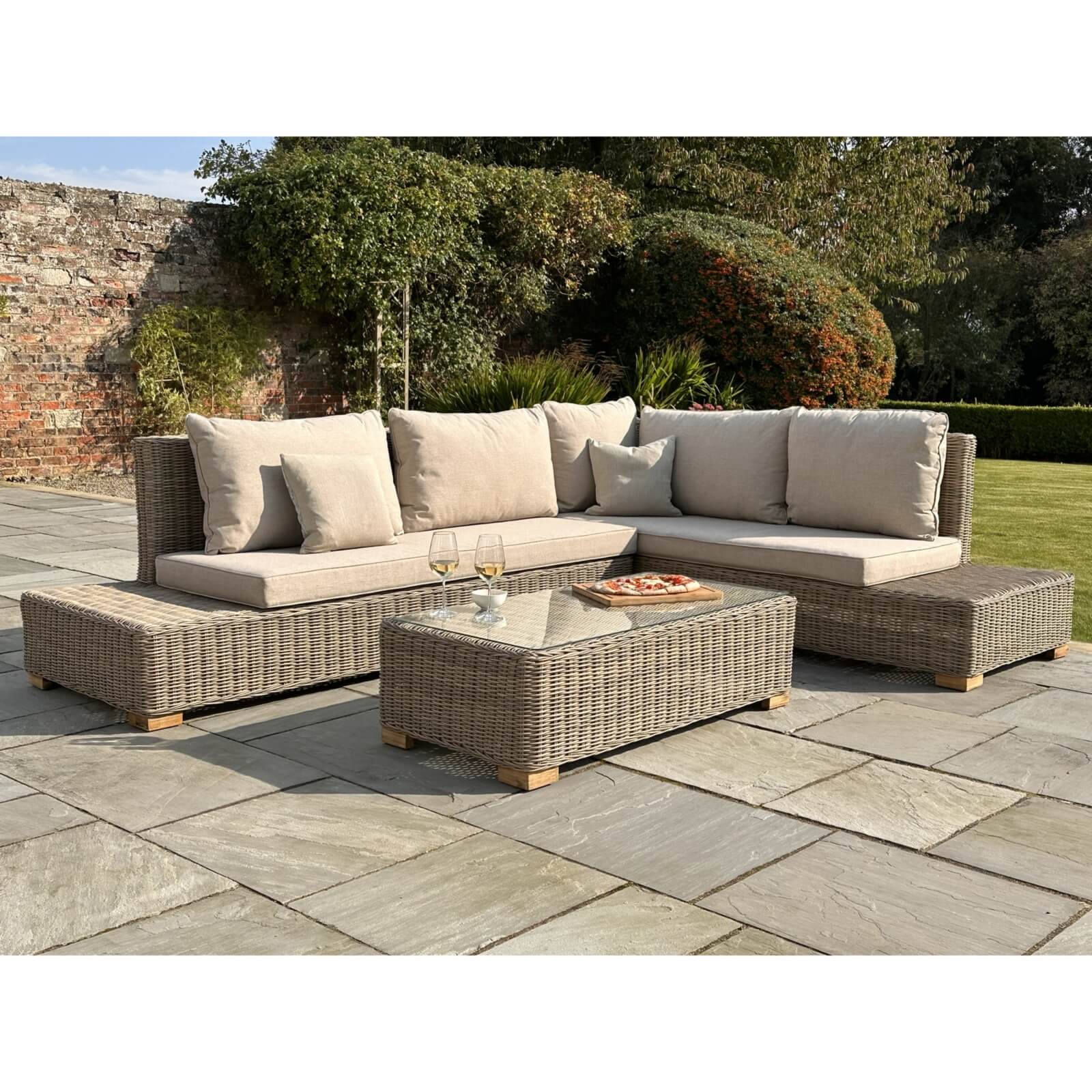 Modern Capri Outdoor Table Set | Stylish Corner &amp; Coffee Combo