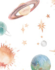Watercolour Planet Wallpaper | Solar System, Stars & Rockets | Kids Bedroom