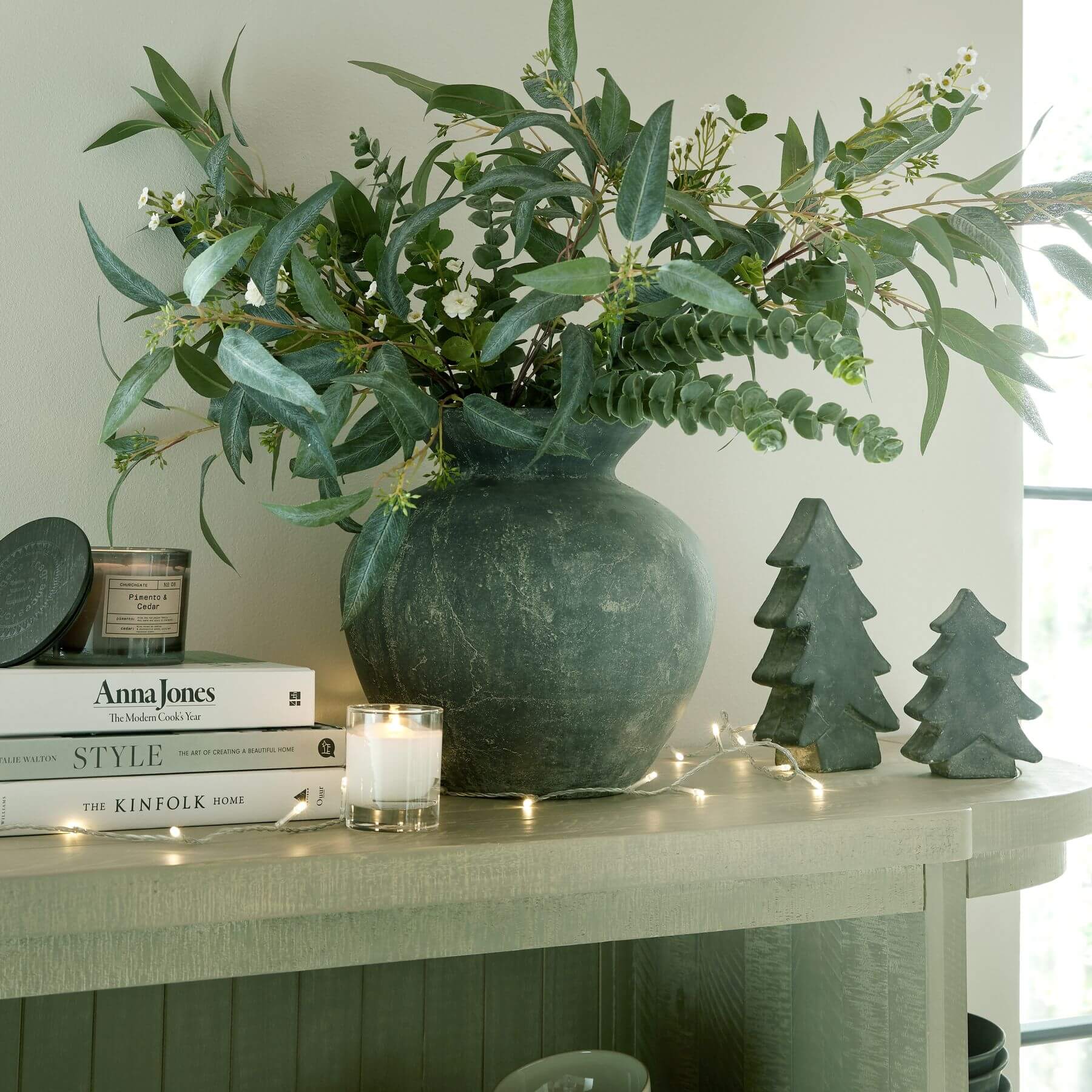 Grey Mini Ceramic Christmas Tree Festive Decor