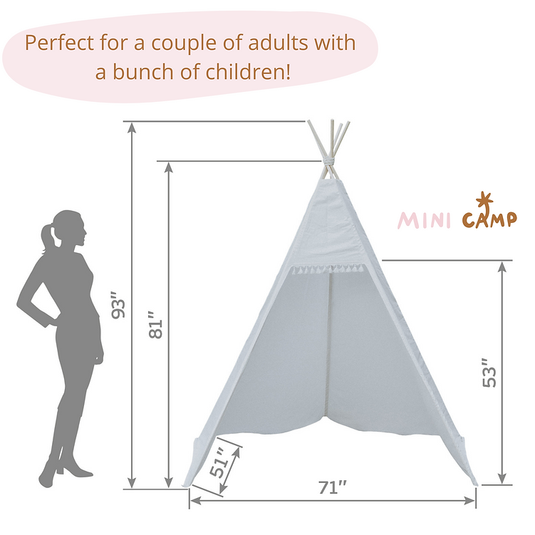 Giant Adult Teepee Tent - 7.8ft Tall Spacious Play Tent for Kids &amp; Adults - Indoor &amp; Outdoor Use by Minicamp at brixbailey.com