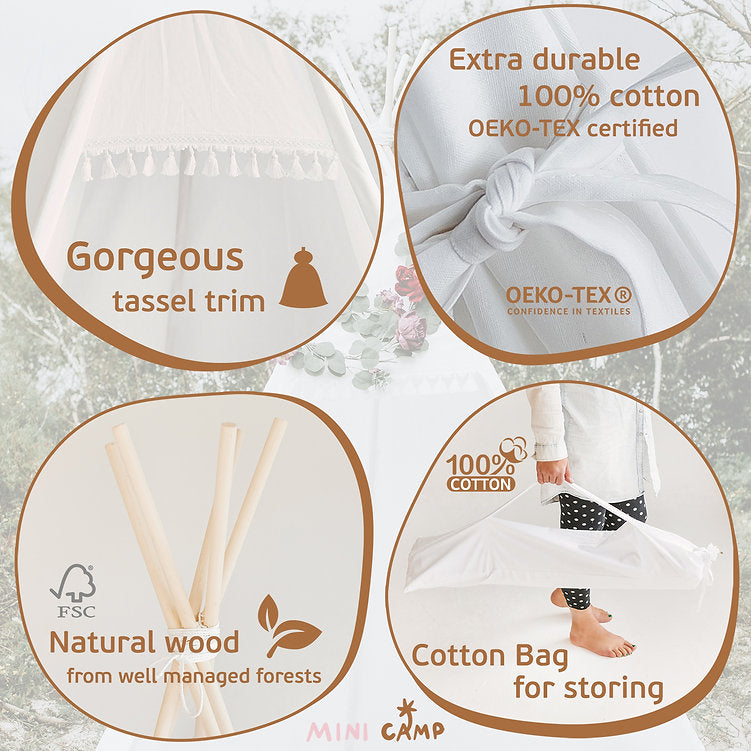 MINICAMP Outdoor Teepee Tent for Adults and Kids 7.8 ft Tall