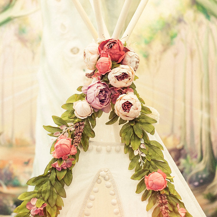 Peony Floral Garland - Boho Charm for Kids' Teepees & Home Decor by Minicamp at brixbailey.com