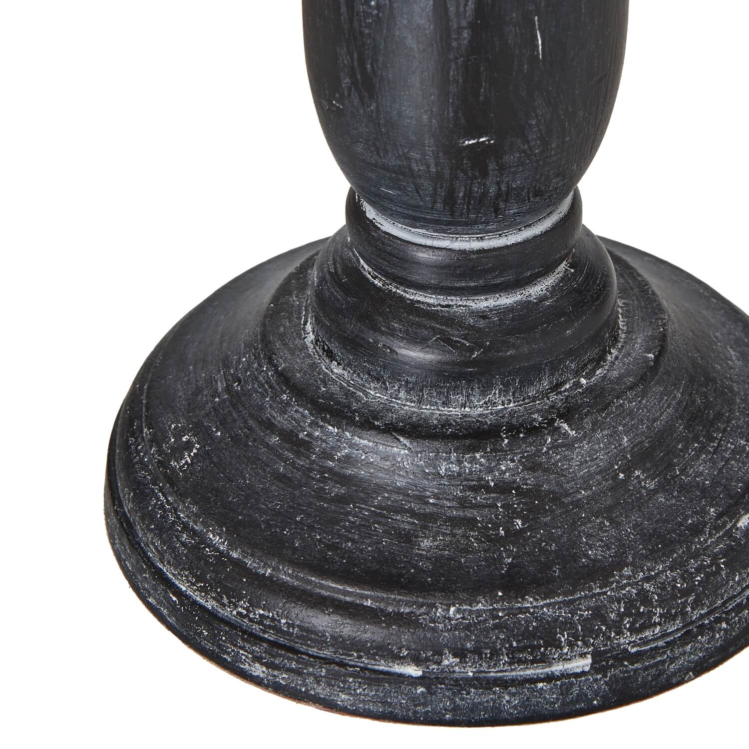 Black Distressed Wood Column Table Lamp