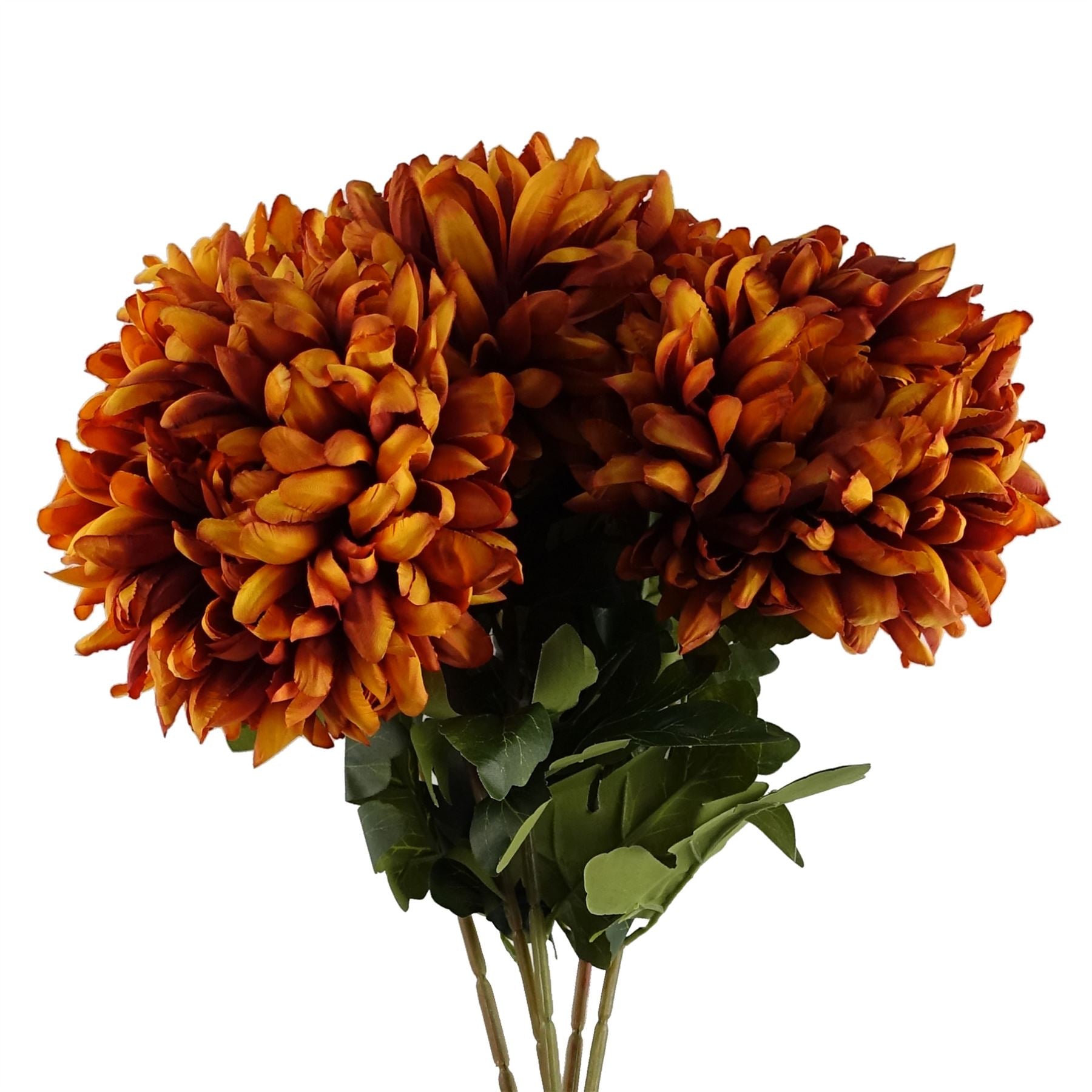 Pack of 6 x Artificial Flowers Extra Large Reflex Chrysanthemum - Orange 75cm-0