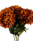 Pack of 6 x Artificial Flowers Extra Large Reflex Chrysanthemum - Orange 75cm-0