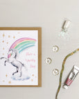Unicorn rainbow hand painted greetings card