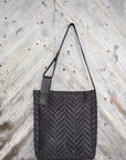 Herringbone Shopper Bag with Leather Accents – Handmade in Latvia by RR at brixbailey.com