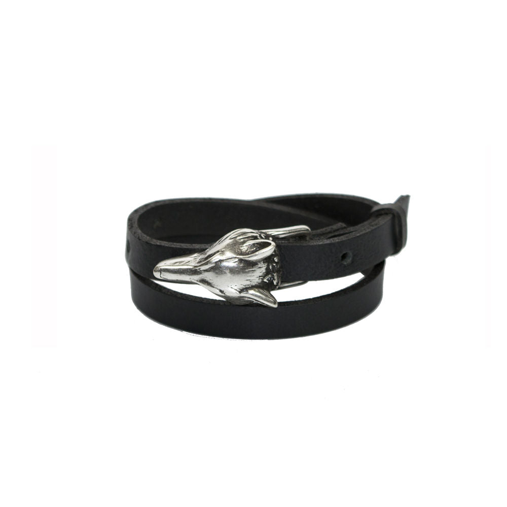 Wolf Buckle Leather Bracelet – Adjustable &amp; Multi-Wear by RR at brixbailey.com