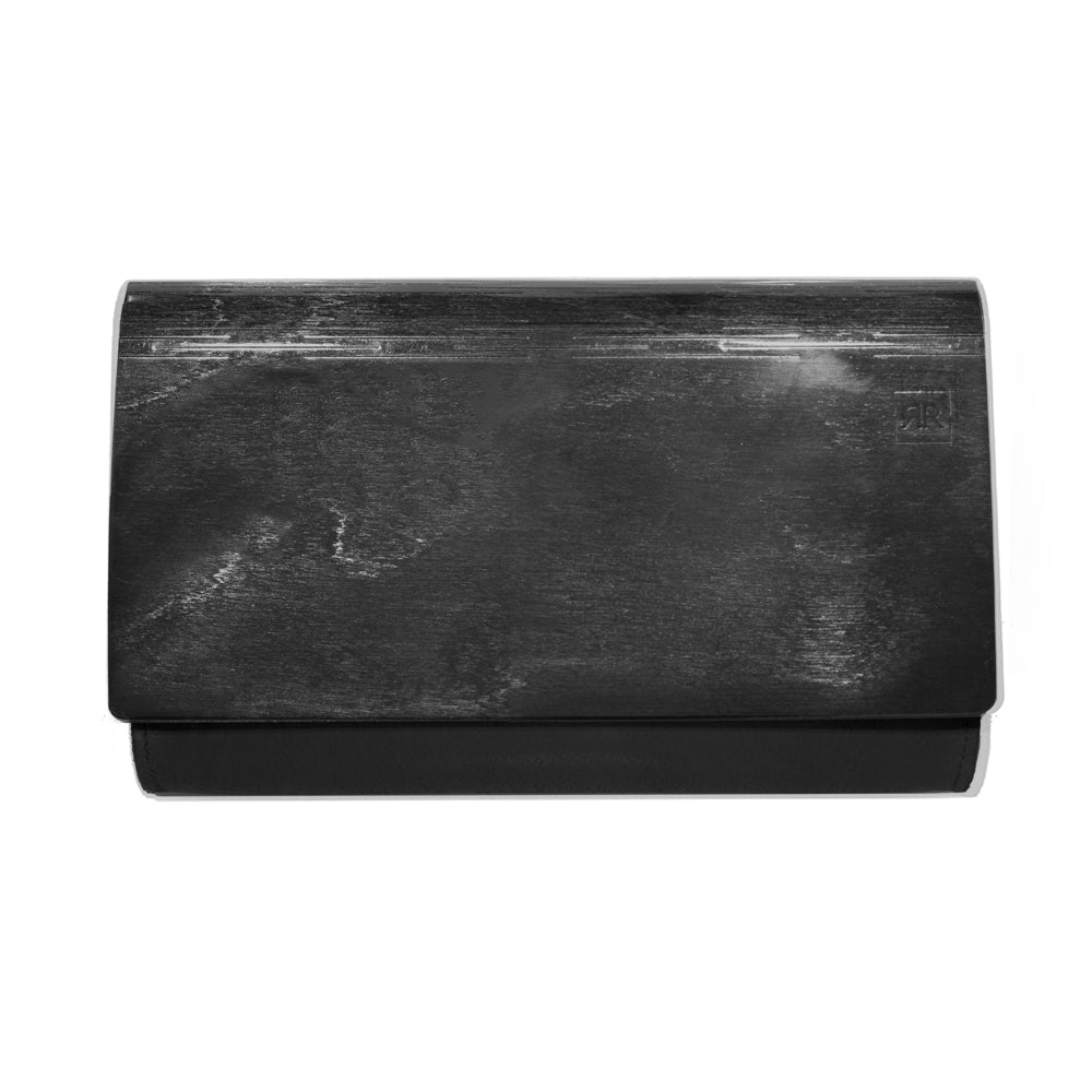 Handcrafted Black Wood &amp; Leather Clutch – Unique &amp; Versatile by RR at brixbailey.com