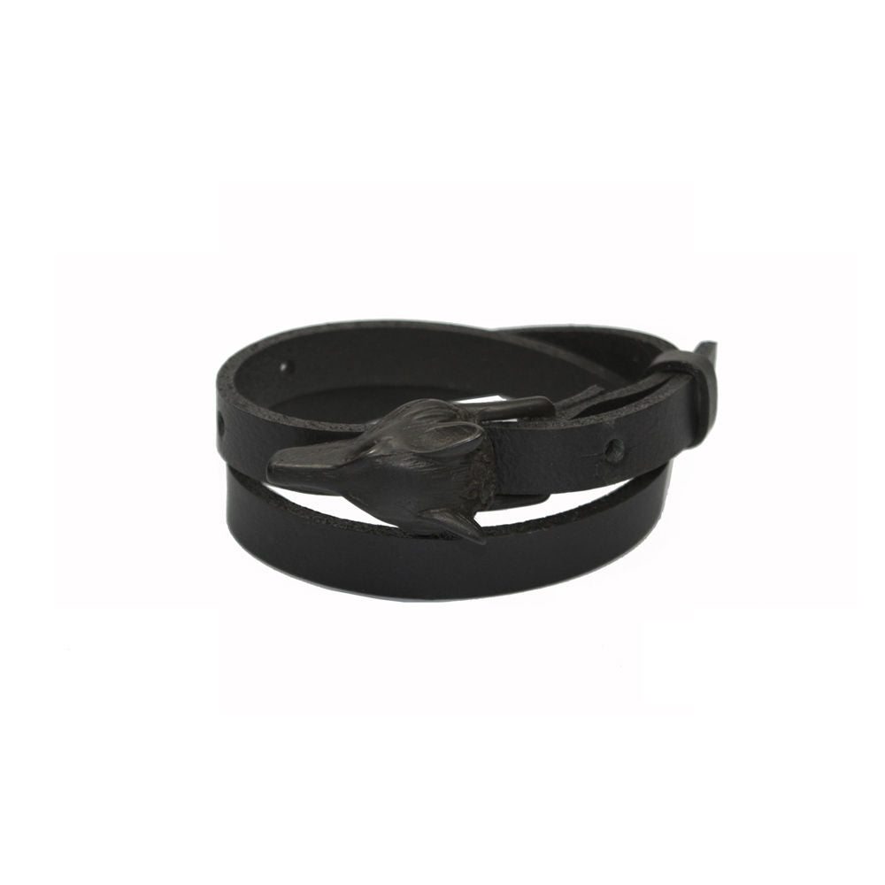 Wolf Buckle Leather Bracelet – Adjustable &amp; Multi-Wear by RR at brixbailey.com