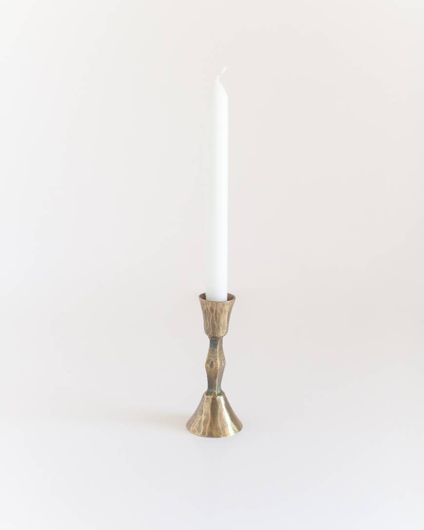 Low Diamond Hand Forged Iron Candle Stand
