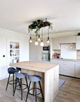 Wooden Chandelier with Black Canopy | Rustic Kitchen Island Lighting UK
