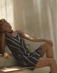 Vela Silk Slip Dress in Striped Shibori