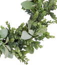 Festive LED Winter Wreath with Eucalyptus and Lambs Ear Foliage
