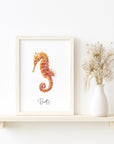 Personalised Seahorse Watercolour Fine Art Print