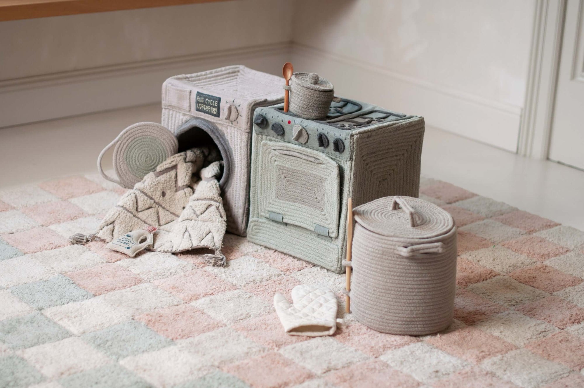 Cotton Play Stove and Toy Storage Basket for Kids
